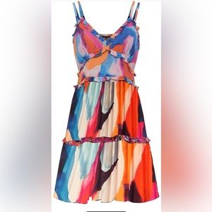 French Connection Multicolored Isadora Delphine Tiered Ruffled Dress